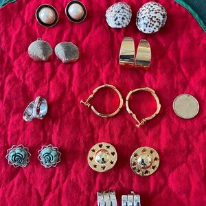9 Pairs of Clip On/Screw On Retro Earrings